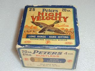 vintage Peters Cartridge Co High Velocity Rustless Shot shells box 