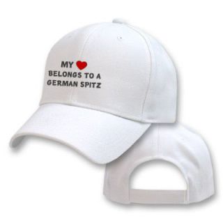 HEART BELONGS TO A GERMAN SPITZ ANIMAL PETS CATS DOGS EMBROIDERED HAT 