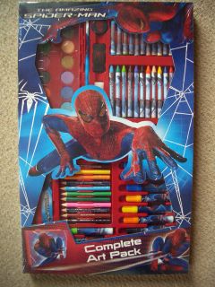Childrens Kids Large Spiderman 65pc Art Set with Carry Case Felt Tips 