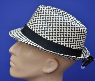 Men Women Unisex Beige Black Plaid Fedora Trilby Hats Caps Panama Golf 