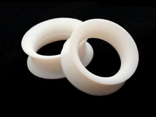 Pair of White Silicone Tunnels set gauges plugs PICK SIZE flexible 