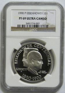 1990 s ngc pf69 eisenhower proof silver dollar coin time