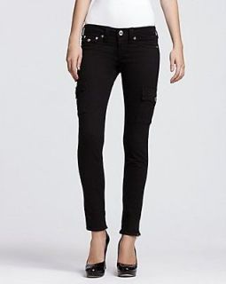 True Religion Womens Krista Super Skinny Cargo jeans Black Size 24