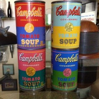   EDITION SET OF 4 ANDY WARHOL 1962 DESIGN CAMBELL SOUP CANS+BONUS SHIRT