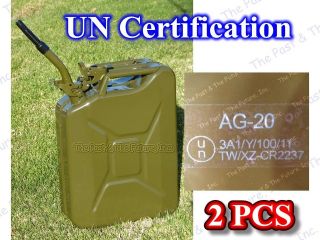 Jeep Nato Jerry Can 5 Gallons Petrol / Diesel Fuel Gas Tank 2 PCS w/ 2 