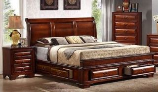 Lincoln King Sleigh Bed —Classic Headboard With 6 Built in Storage 