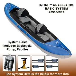 Infinity Odyssey 295 2 Man Inflatable Kayak System w/Paddles, Pump 
