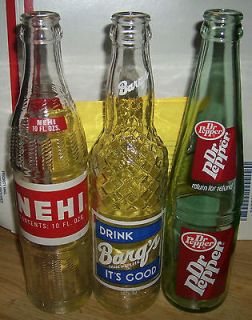 Soda Bottles Nehi ~ Bargs & Dr.Pepper All 10/Ozs Great Condition No 