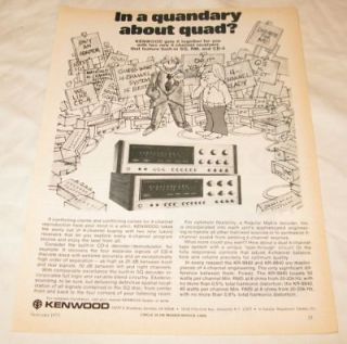 kenwood quad 4 channel stereo receiver print ad 1975 time