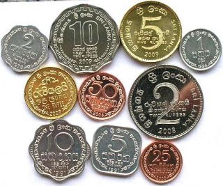 sri lanka full set of 10 coins 1cent 10 rupees