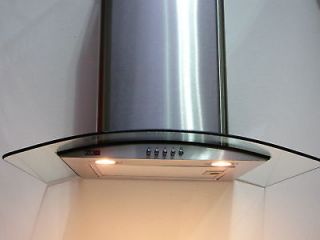 cooker hood 70cm curved glass extract fan with vent kit