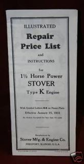 stover type k engine manual price list hit miss time