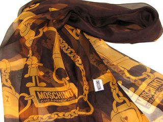 moschino cheap and chic silk scarf 68 x 26 brown