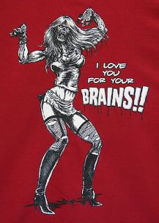 Funny T shirt Zombie Girls I love you for Brains zombieland The 