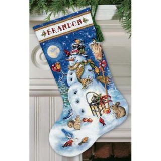 Counted Cross Stitch Kit SNOWMAN & FRIENDS STOCKING; Sellers SPECIAL!