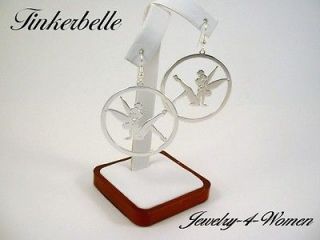 disney couture silver plated tinkerbell hoop earrings 