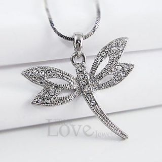   Cute Dragonfly Necklace Use Swarovski Crystal NP1626 Free Gift Pouch