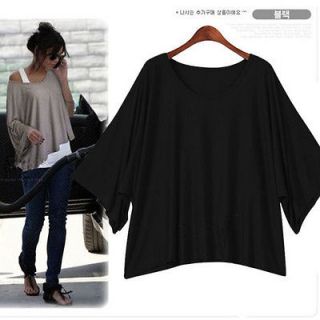 Korea Womens Stylish Top T Shirt Tops Blouse Black E267 Size S
