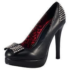 Ladies size 8 TUK black stud pump shoe +FREE GIFT pin up goth punk 