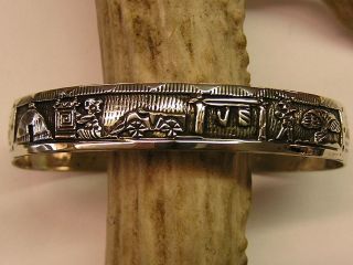Navajo Storyteller Bracelet Nickle Silver 7/16 Wide LARGE WRIST 