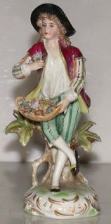 Antique Capodimonte Porcelain Figurine Flower Seller Naples N Mark