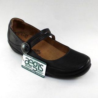 Taos Footwear STEPSTONE BLACK Vintage Look Flat Slip On Mary Jane Shoe