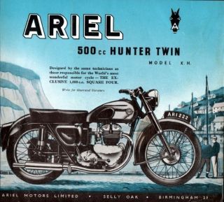 1954 ariel red hunter vh 500 motorcycle original color ad