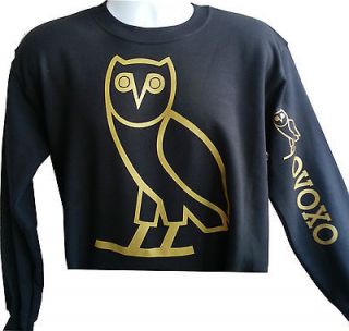 OWL DRAKE   OVOXO   Sweater Ovoxo OVO Black Crewneck Gold Logo