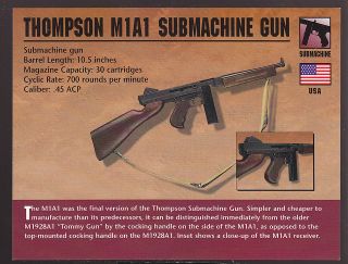 THOMPSON M1A1 SUBMACHINE GUN Tommy Atlas Classic Firearms Gun CARD