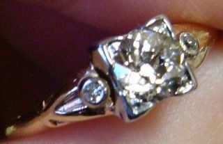   52ct SI1/J Old European Cut DIAMOND 3 stone Engagement Ring 14K & Plat