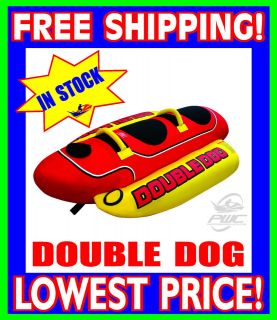 AIRHEAD DOUBLE DOG 2 Person Towable Tube 2012 NEW HD 2 Red Yellow FAST 