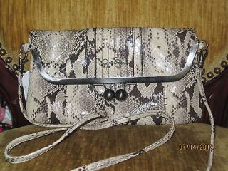   Simpson Python Embossed Faux Leather Tiffany Fold Over Clutch NWT