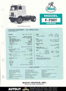 1972 mack model f700t series truck brochure 