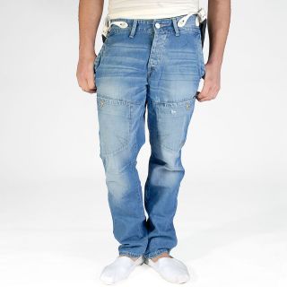 New Mens Voi Jeans Designer Koyoto Light Wash Cuffed and Braced Denim