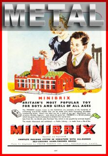 MINIBRIX Childrens Toy Vintage Advert Poster Classic METAL Wall Sign 