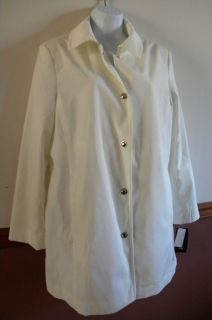   Sport Button Front Walker Trench Coat Jacket White Size L Large