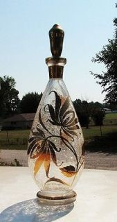 BOHEMIAN CZECH CRACKLE GLASS DECANTER WITH STOPPER AND BEAUTIFUL 