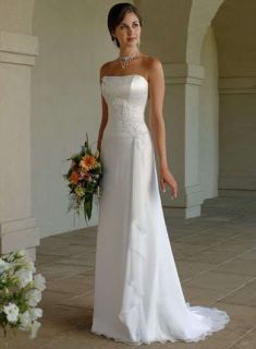 STOCK NEW White/Ivor​y Chiffon Wedding Dress Bridal Gown Size:6/8/1 