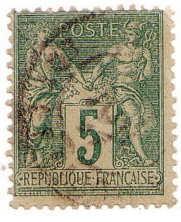 1876 1878 5c STAMP OF PEACE & COMMERCE REPUBLIQUE FRANCAISE