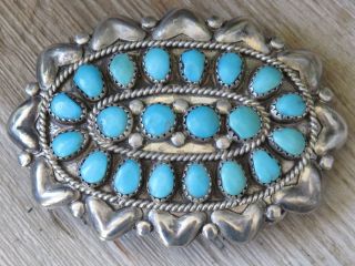 VINTAGE SOUTHWESTERN TRIBAL STERLING SILVER TURQUOISE ROSETTE CONCHO 