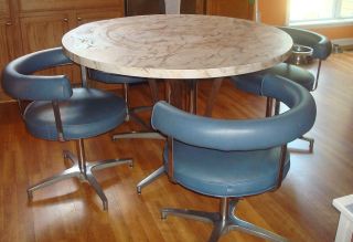 Vintage Barrel Swivel Kitchen Dining Room Chairs Set of 4 Retro 