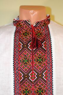 Ukrainian HAND Embroidery Man VYSHYVANKA LINEN SHIRT handmade 