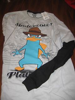   boys size xl 18/20 phineas and ferb undercover platypus long/s shirt