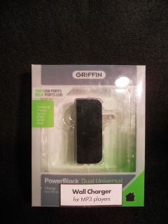GRIFFIN POWER BLOCK DUAL WALL CHARGER FOR I POD, I PHONE, MP 3,