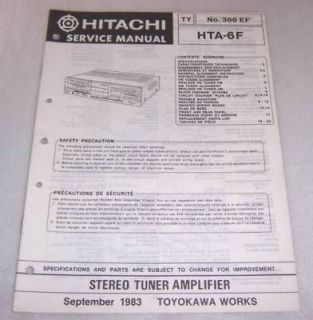 original hitachi hta 6f tuner amplifier service manual from canada