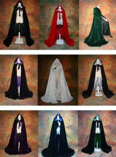 Velvet MEDIEVAL Black Wedding Hooded Cloak Coat Cape LARP Shawl 