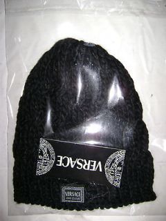 versace new black beanie hat with tags 