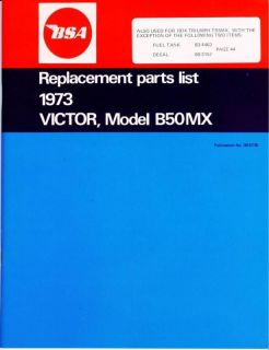 bsa b50 mx victor tr5 mx oif factory parts book