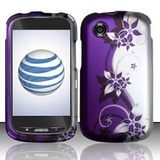   Z990g Rubberized HARD Case Snap on Phone Cover Purple Silver Vines