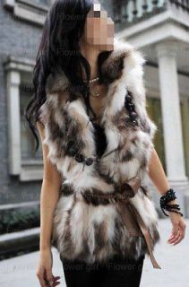   Genuine Fox Fur Vest Waistcoat Gilet Clothing Outwear womens Vintage